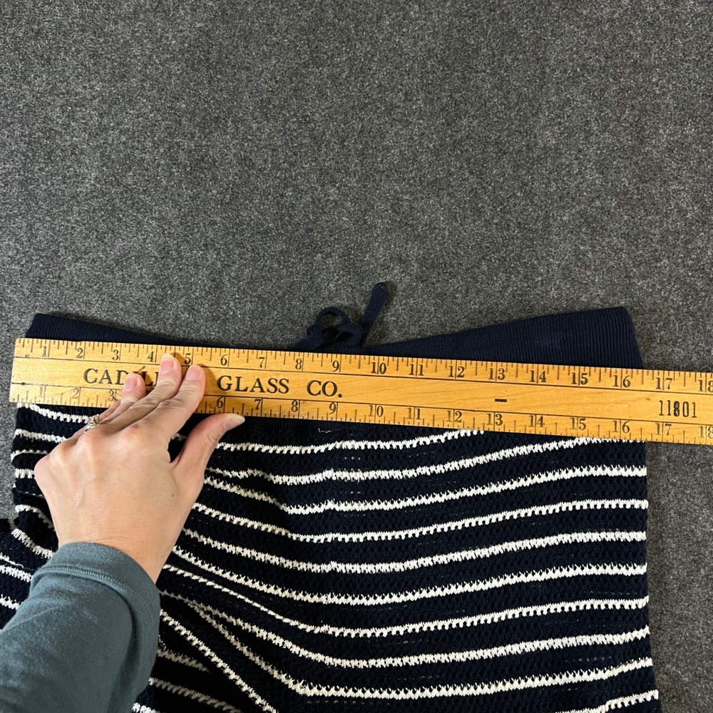 Pact Organic Cotton Linen Knit Striped Wide Leg Lounge Pants Navy White Medium - Picture 7 of 10